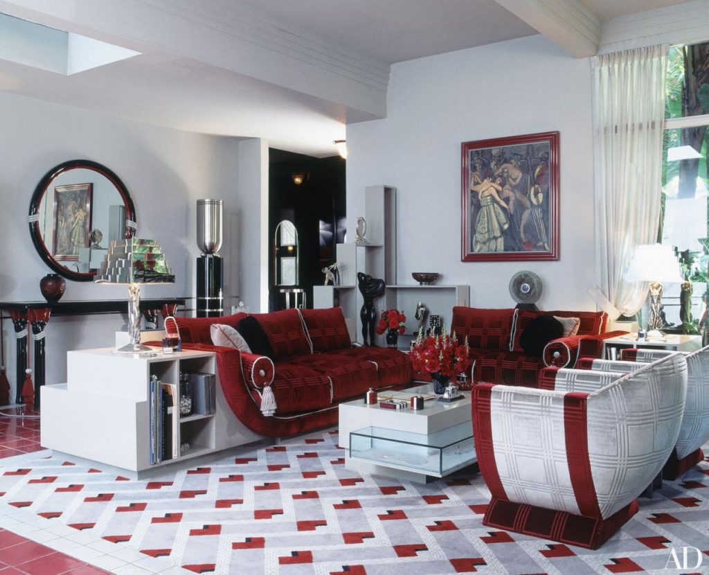 Art Deco Red Living Room