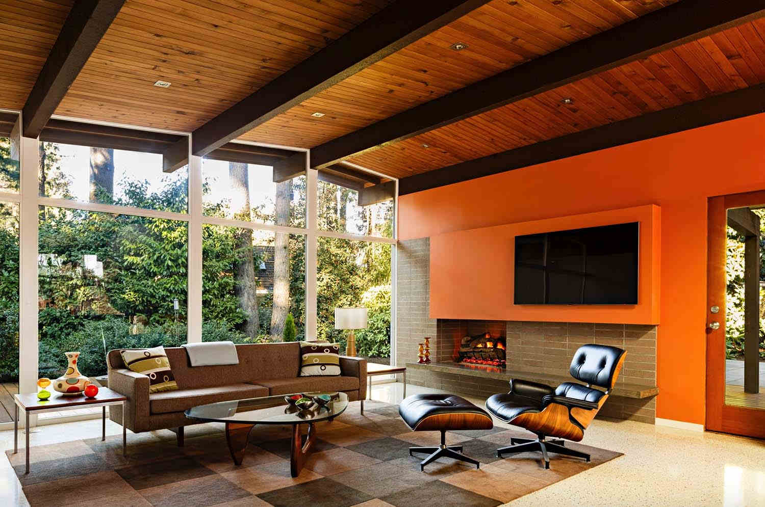 Design Orange and Grey Modern Living Room