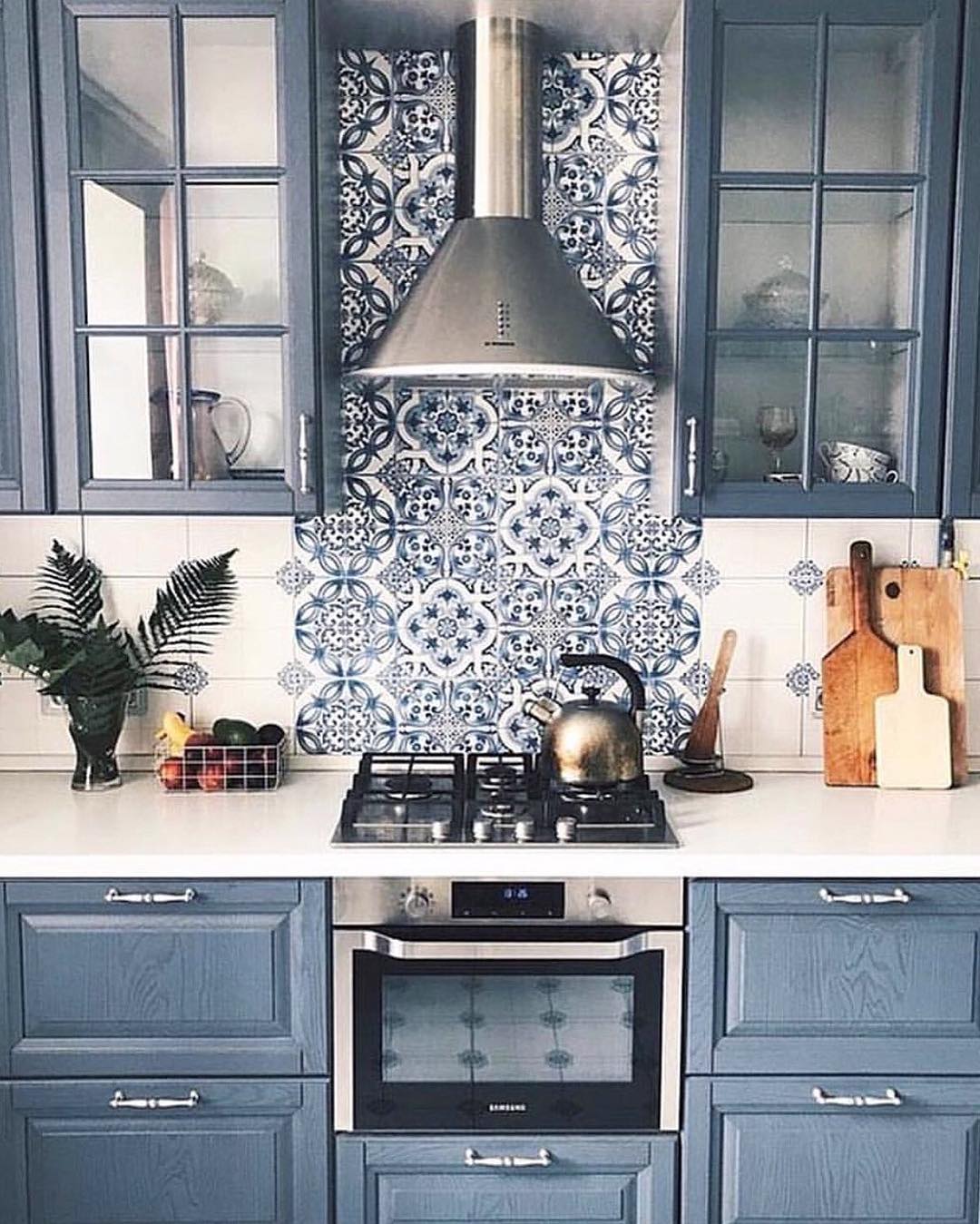 Design Country Blue Kitchen Cabinets 