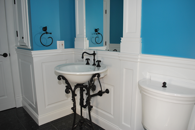 black wainscoting bathroom