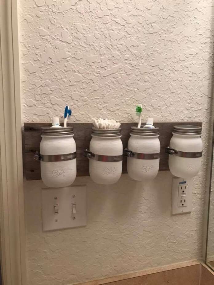 farmhouse bathroom blue walls