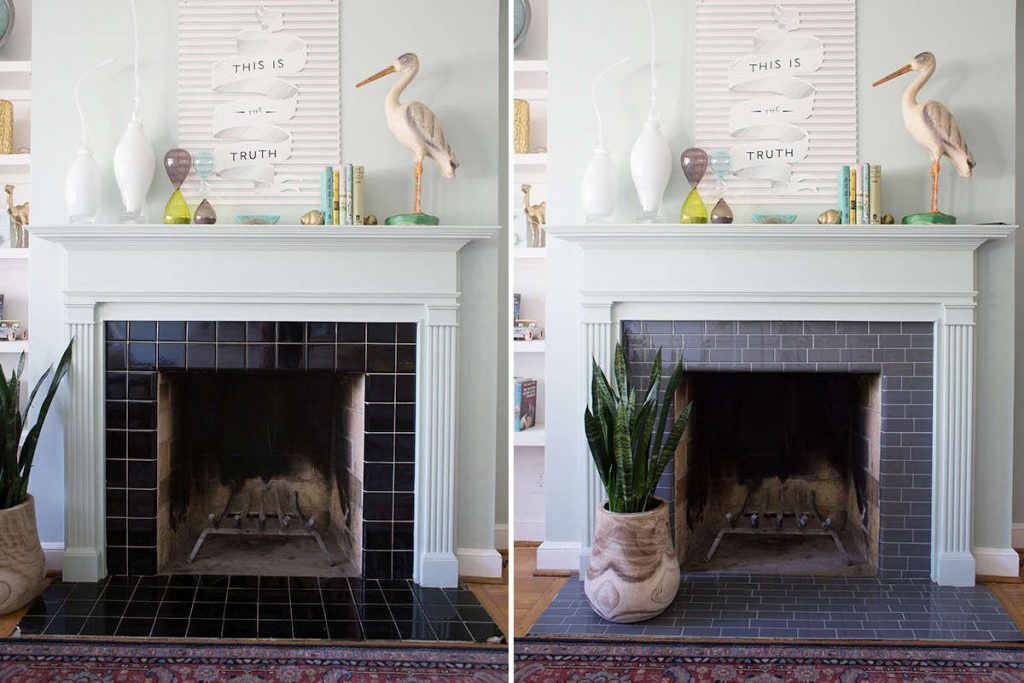 fireplace tile mortar