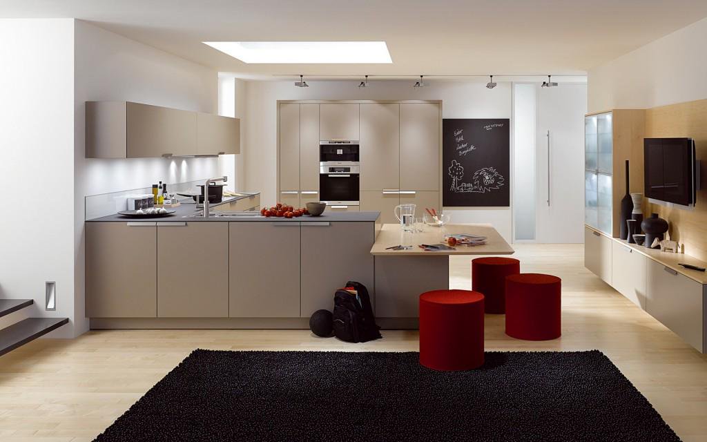 gray kitchen cabinets with yellow walls