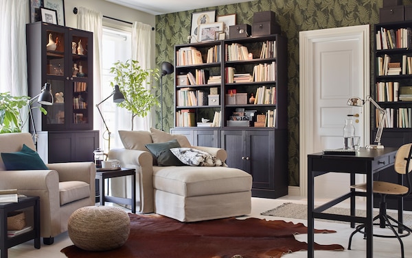 living room alcove storage