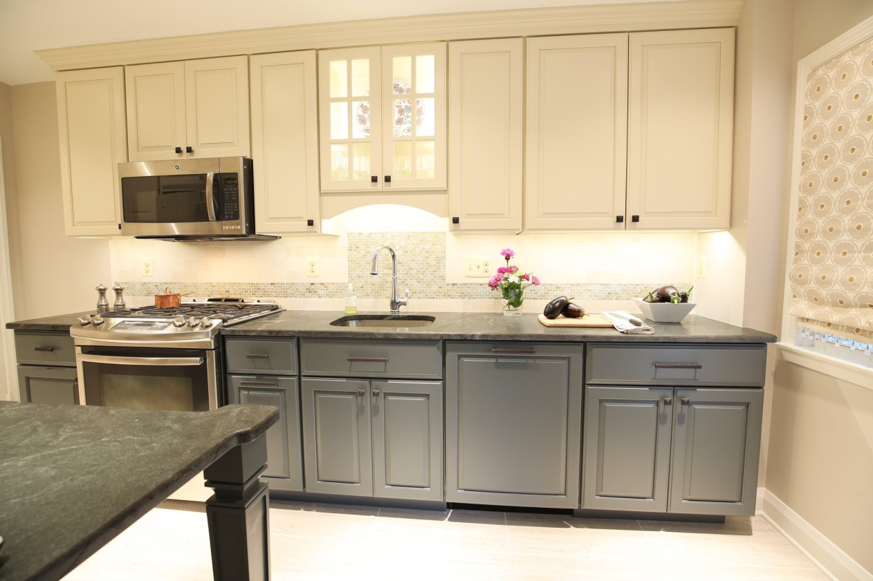 understated gray kitchen cabinets