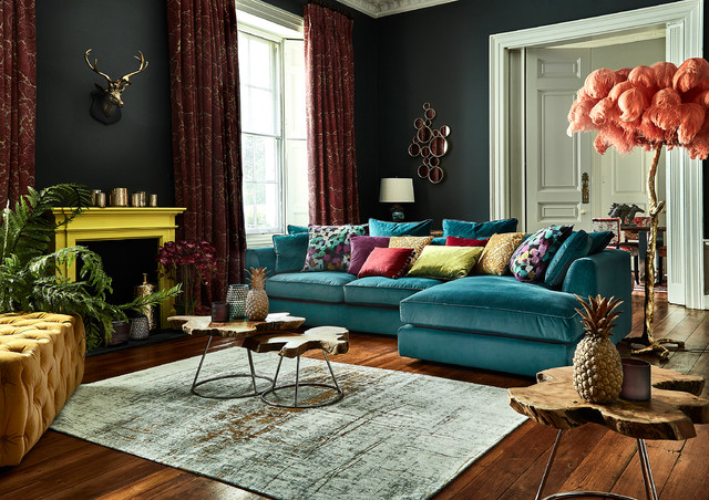 red eclectic living room