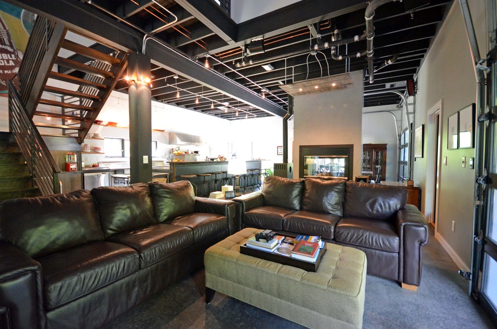 industrial living room dining room