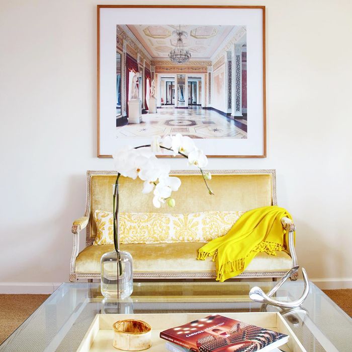 eclectic white living room