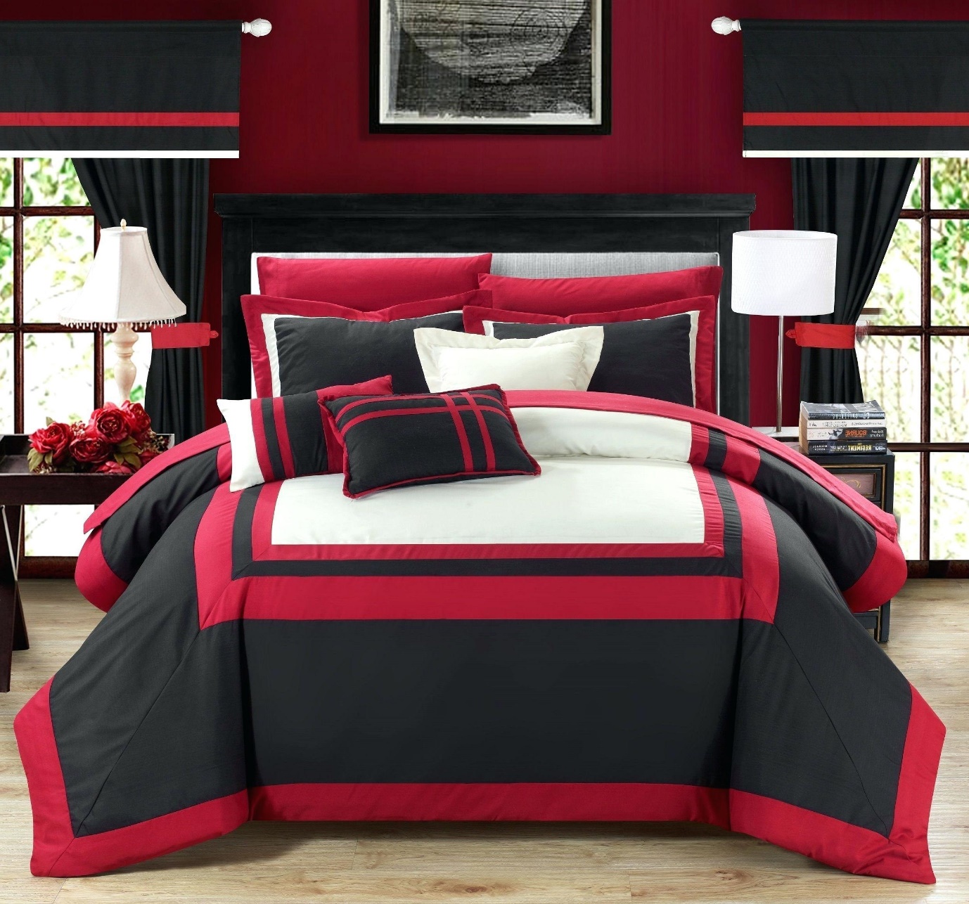 Minimalist Red Bedroom Ideas For Couples with Simple Decor