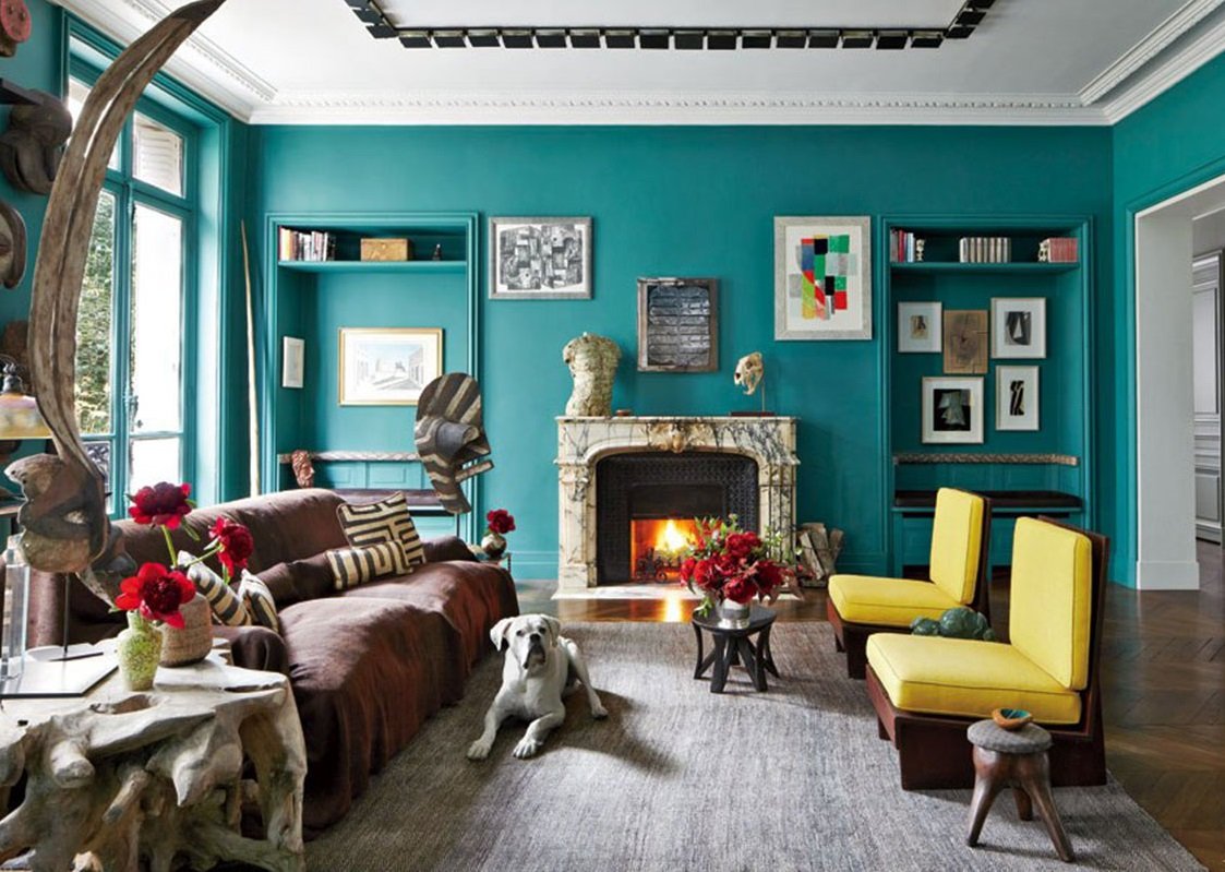 teal living room wallpaper uk