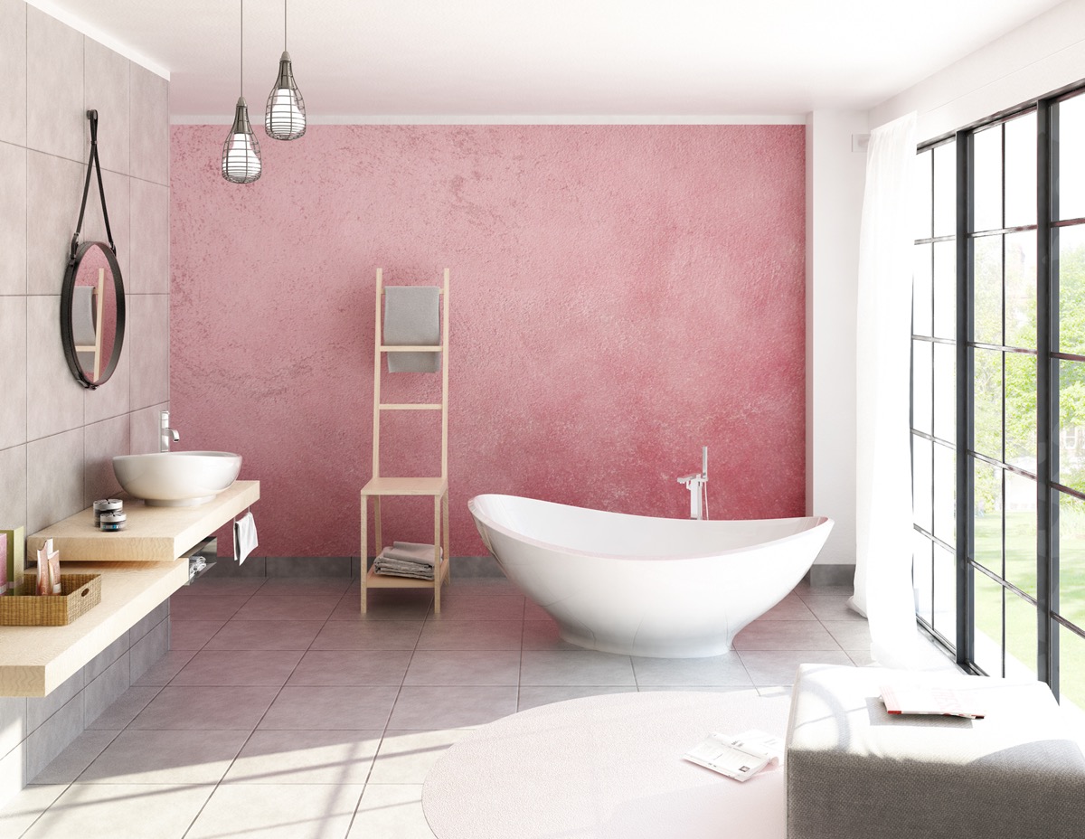 Bathroom with Pink Wall