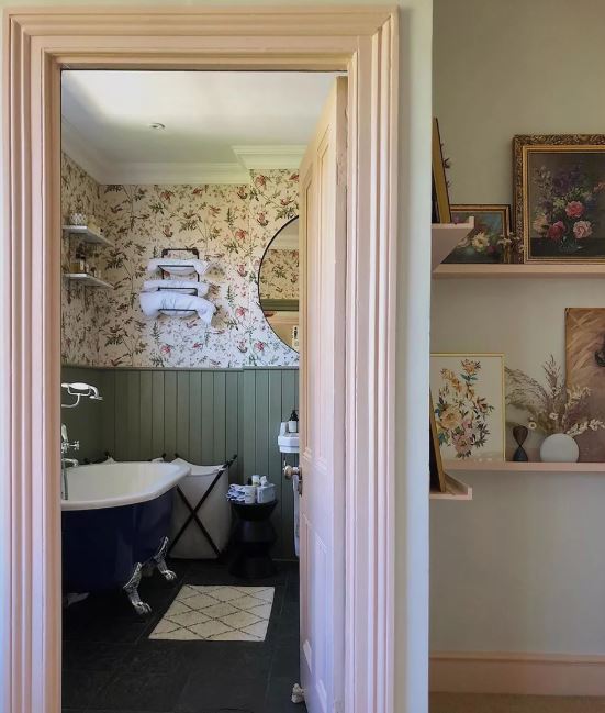 Bathroom with Sage Green Wainscoting