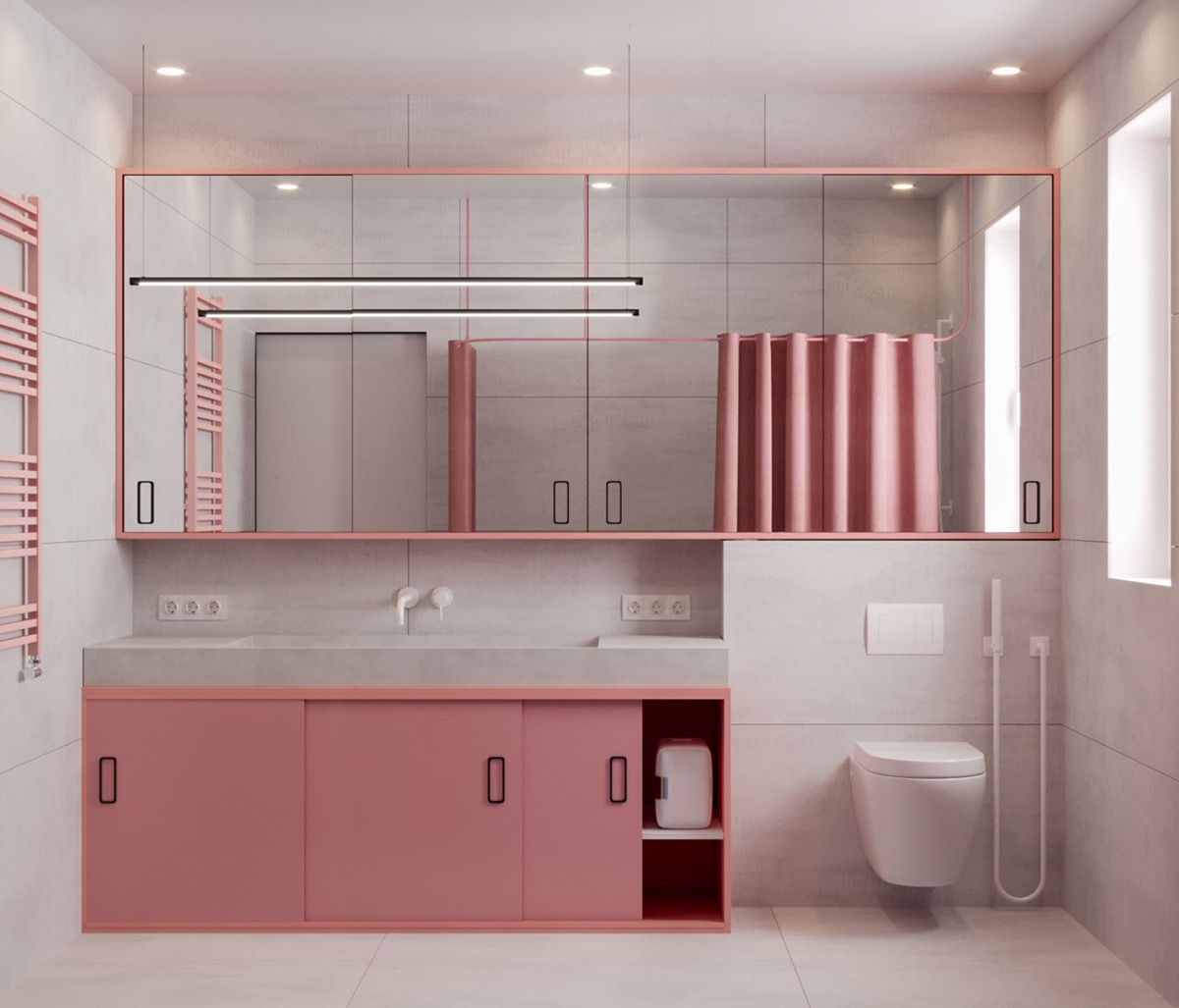 Bathroom in Pink and White Colours