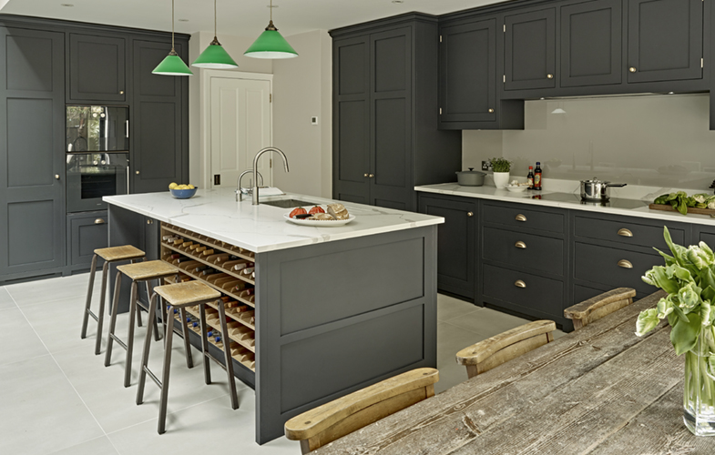 kitchen with light white countertops