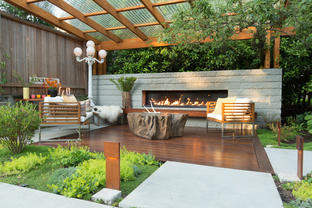 Outdoor Living Room With Outdoor Fireplace