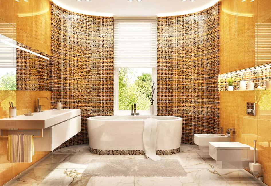 Yellow Bathroom with Playful Tiles