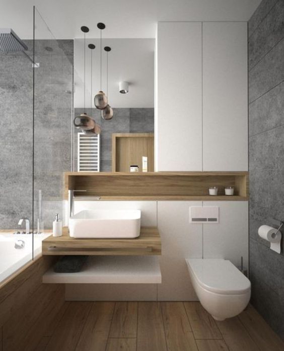 Bathroom in White and Brown