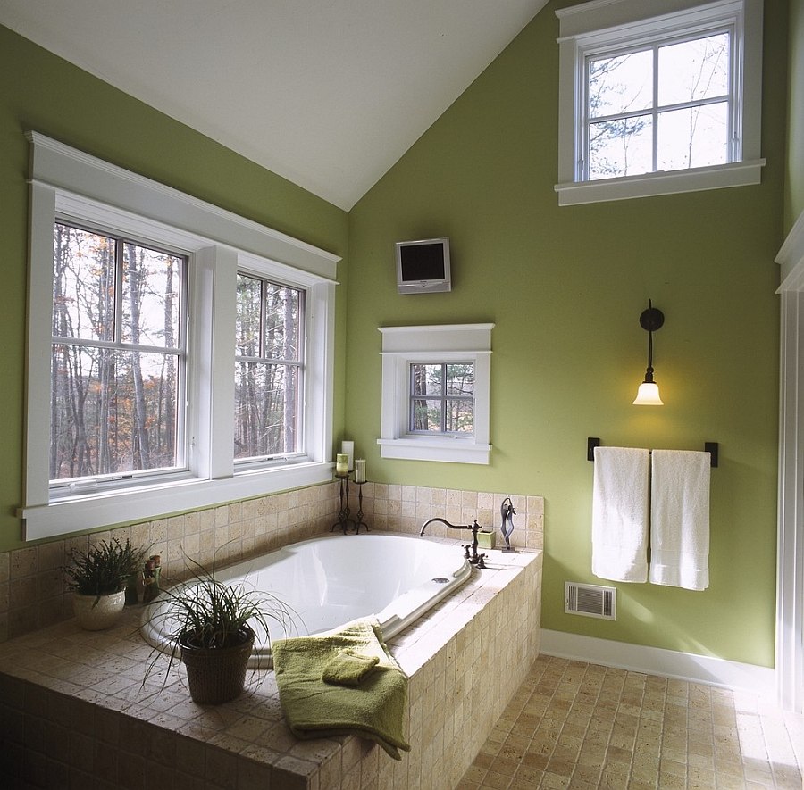 Bathroom with Olive Green Wall