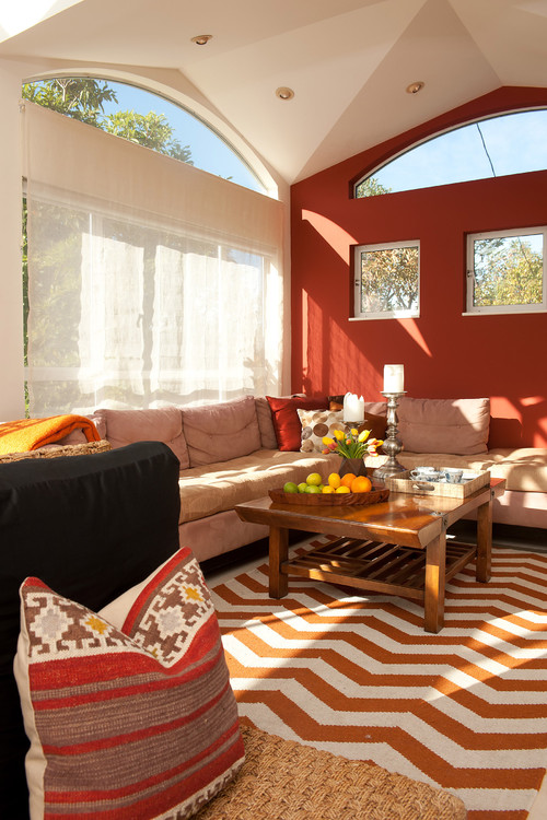 Red and brown for living room