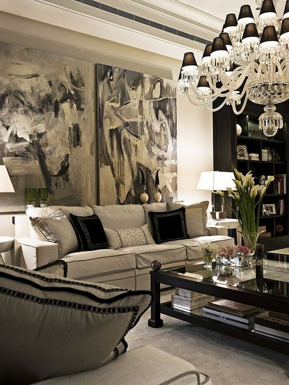 29 Best Traditional And Rustic Glam Living Room On A Budget   Dark Glamour Living Room Design 